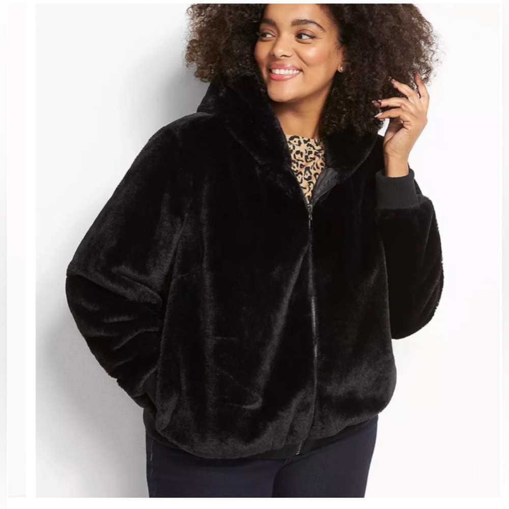 LB Faux Fur Jacket with Hood
